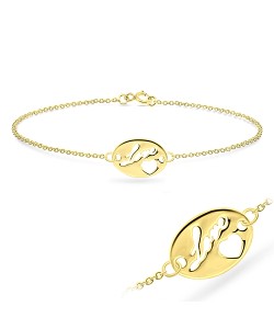 Gold Plated Valentine Silver Bracelet BRS-136-GP